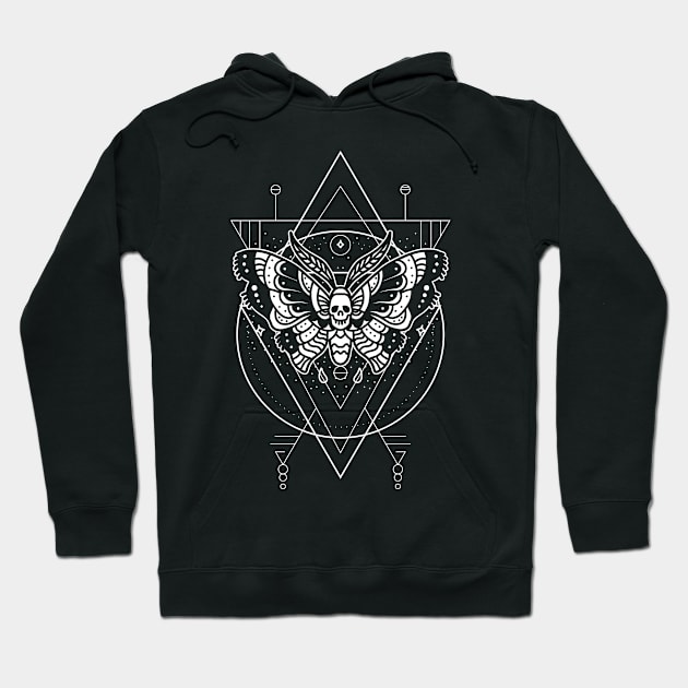 Occult Fashion Vintage Moth Skull Goth Occult Hoodie by wbdesignz